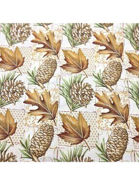 Autumn Pinecones & Leaves Cotton Fabric Oakhurst Textiles OOP 3 Yards Continuous